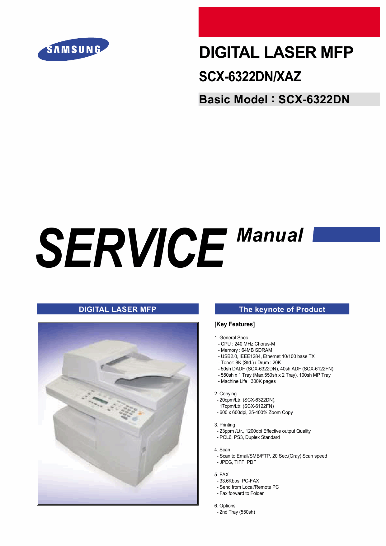 Samsung Digital-Laser-MFP SCX-6322DN XAZ Parts and Service Manual-1